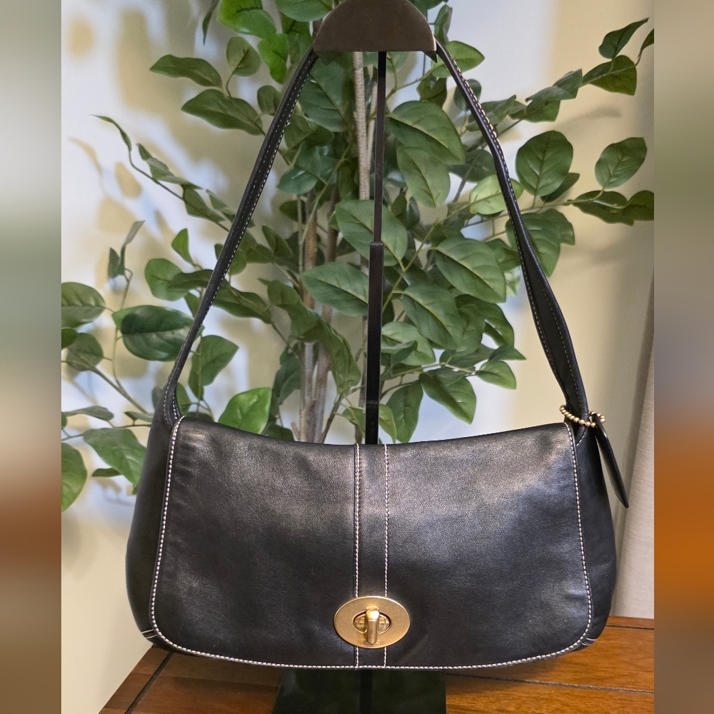 Coach Ergo Flap Black Leather Shoulder Bag 11254